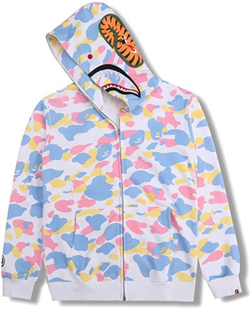 Unisex 3D Print Multi-color Shark Hoodie, 2025 Classic Loose Fit, Plus Size Cardigan Jacket