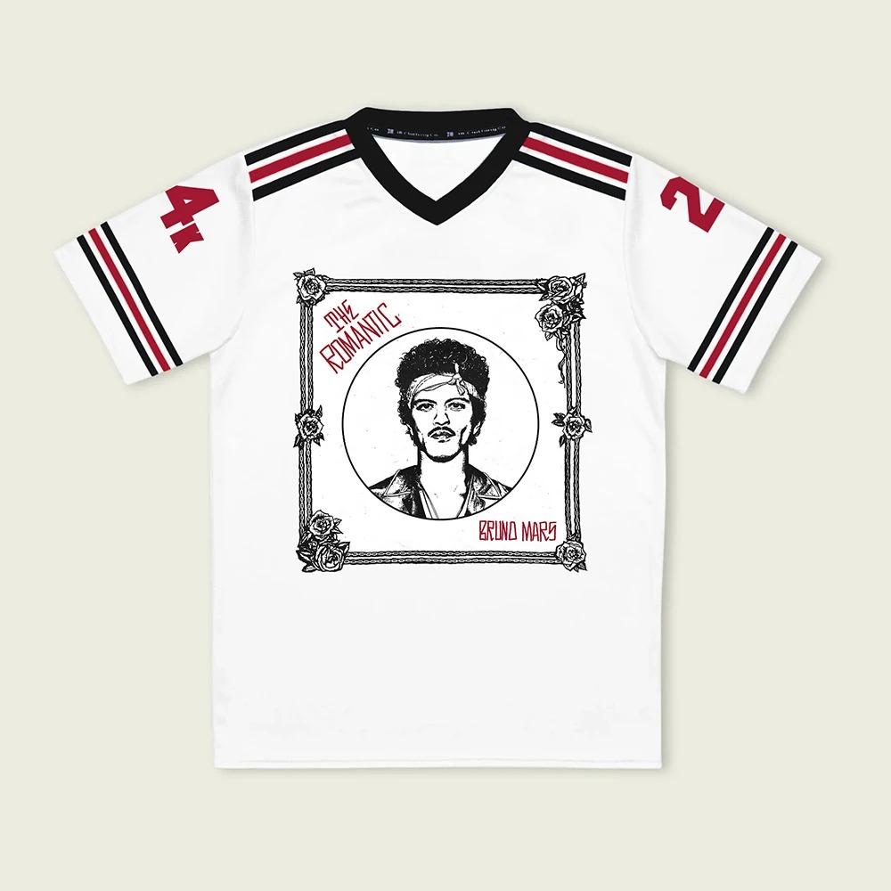 Streetwear Unisex Bruno Mars The Romantic Tour2026 Maglia Manica Corta Scollo a V Larga T-shirt Uomo Estate Stampa 3D Merch T-shirt outfit coordinati per coppia