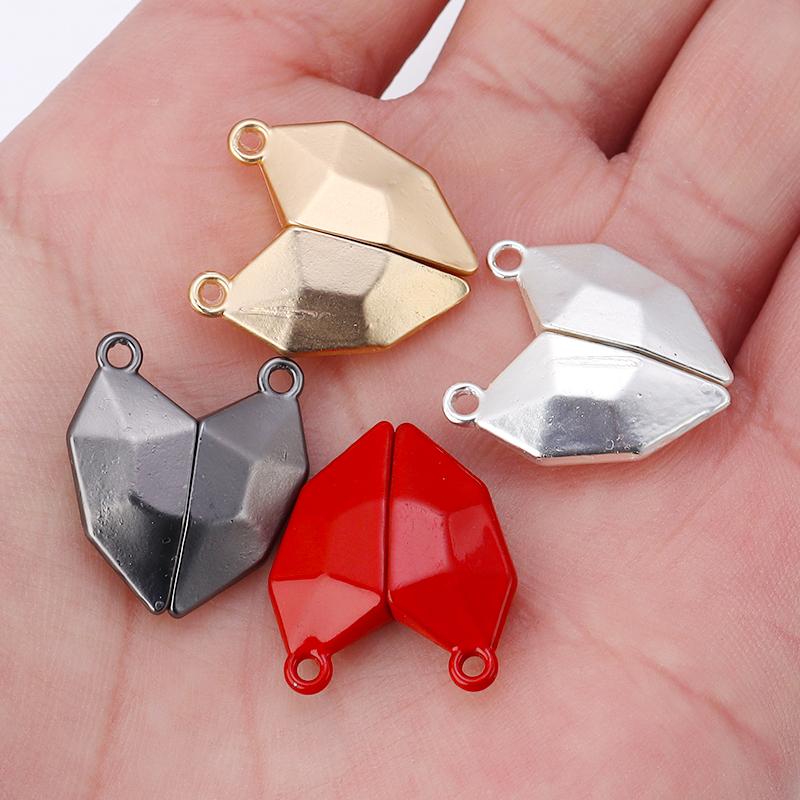 3pairs 18mm Alloy Heart-Shaped Stereoscopic Magnetic Clasps For DIY Necklace Jewelry Making Accessories