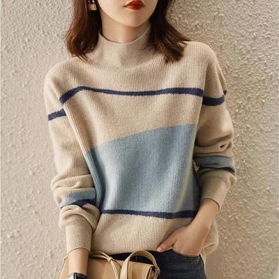 Sweater for Women Autumn Winter Thickened Pullover Warm Knitted High Neck Stretchy Long Sleeve Oversize Jumper Tops