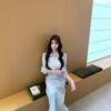 High-end Fake Two-piece Blue Shirt Dress Women's Early Autumn Niche Design Showing Thin Temperament POLO Long Skirt