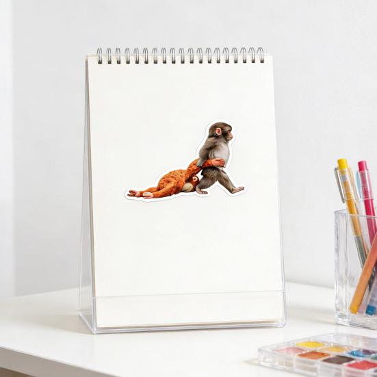 Monkey Holding Plush Toy Decal Funny Creative DIY Vinyl Stickers Waterproof Decal for Laptop Bumper Bike Skateboard Phone