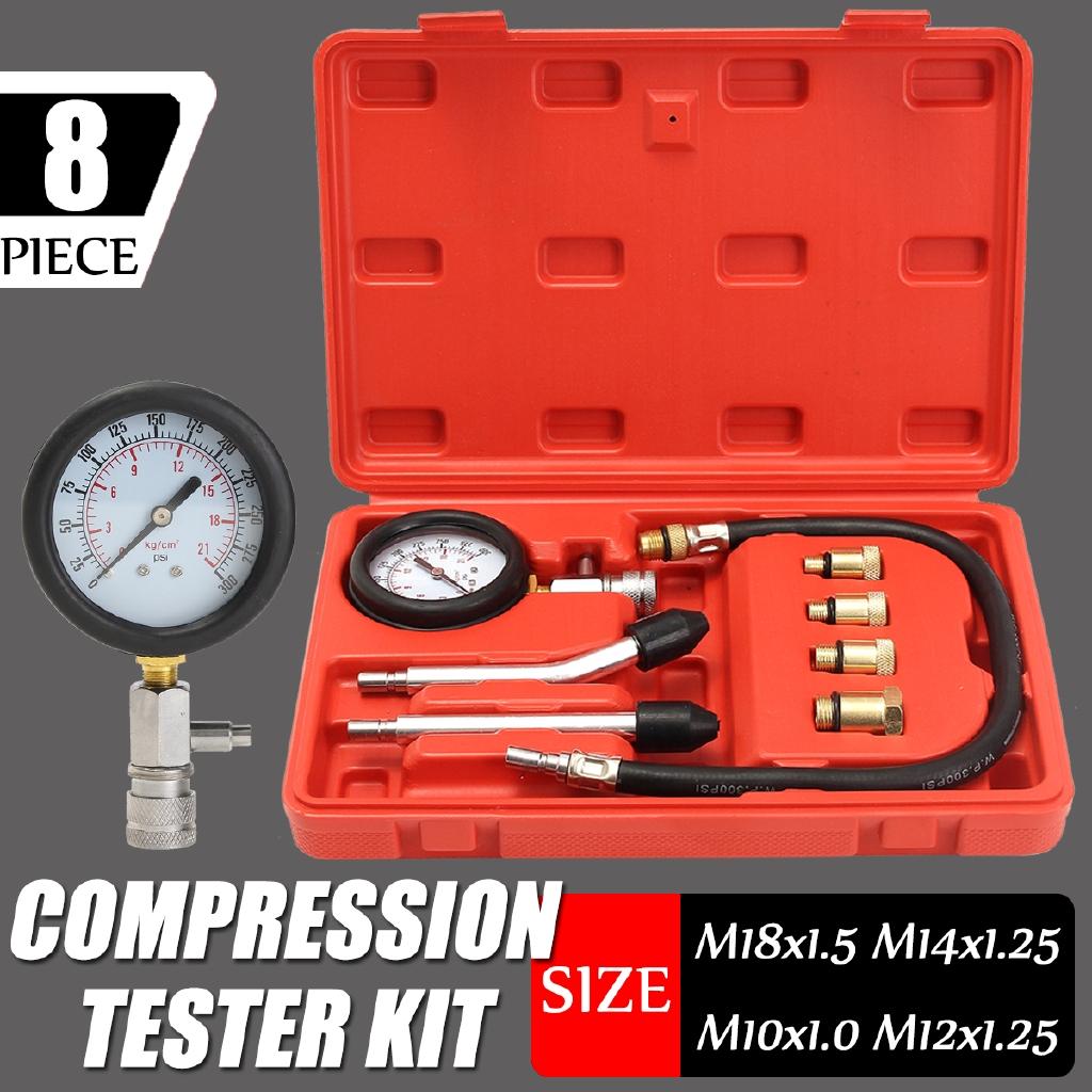Petrol Engine Tester Pressure Gauge Set Kit Compression Leakage Diagnostic Compressometer Tool for Auto CAR with Case