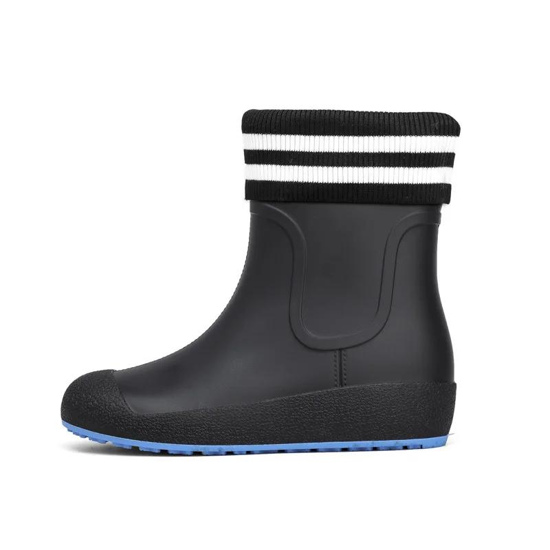 Slip-on Rain Shoes Men Rubber Boots Waterproof Platform Booties 2024 Fashion Outdoor Non-slip Rain Boots Man Working Galoshes