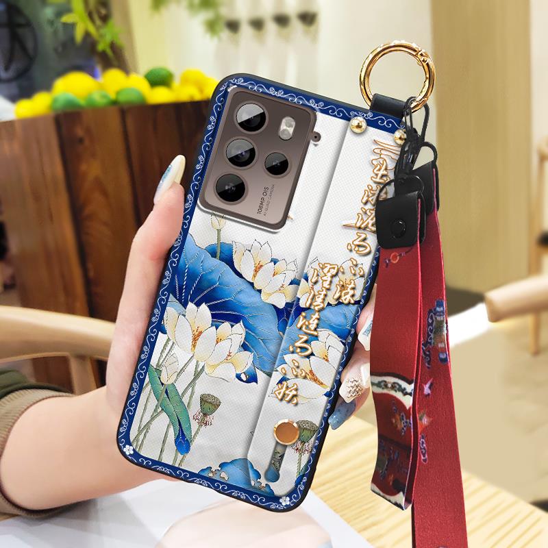 Schmutzabweisende Handyhülle für ältere Damen für HTC U23 Pro/U23 Ring Silikon Stoßfest Umhängeband Armband Staubdicht Langlebig