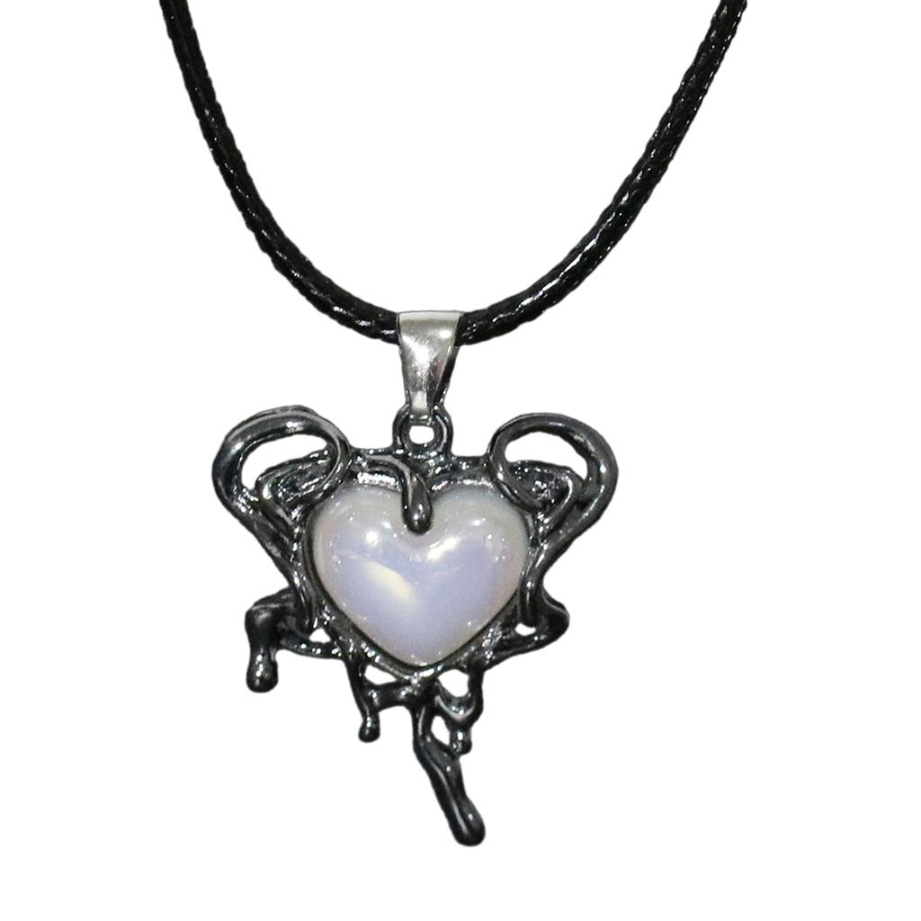 Gothic Liquid Heart Pendant Necklace Devil Eye Cross Choker Punk Devil Eye Clavicle Chain for Women Jewelry Accessories