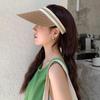 New Summer Raffia Straw Sun Protection Hat Open Top Straw Hat Striped Versatile Uv Protection Women'S Casual Baseball Cap