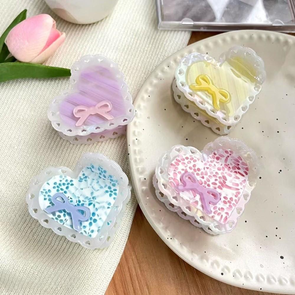 Korean Style Heart Shark Clip Elegant Bow Hair Claw Hair Accessories Acetic Acid Hair Claw Party
