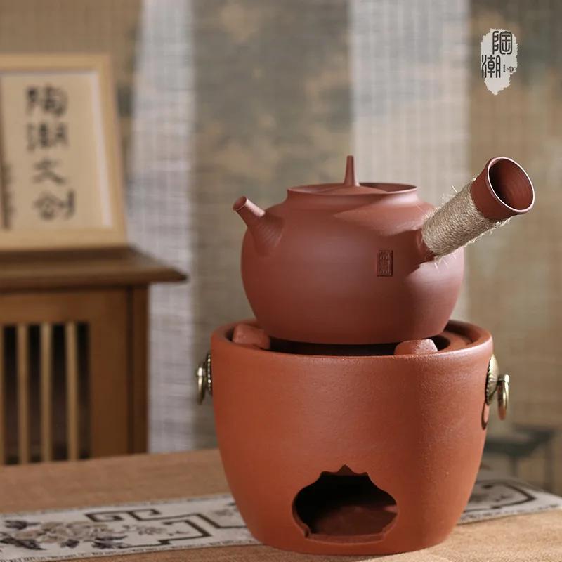 Bollitore con infusore da tè in argilla Set teiera in ceramica per bollire Teiera Zen fatta a mano Scalda teiera Teaware portatile in ceramica