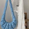 Blue Crossbody Bag Womens Large Capacity Casual Shoulder Cloud Shape Folded Texture