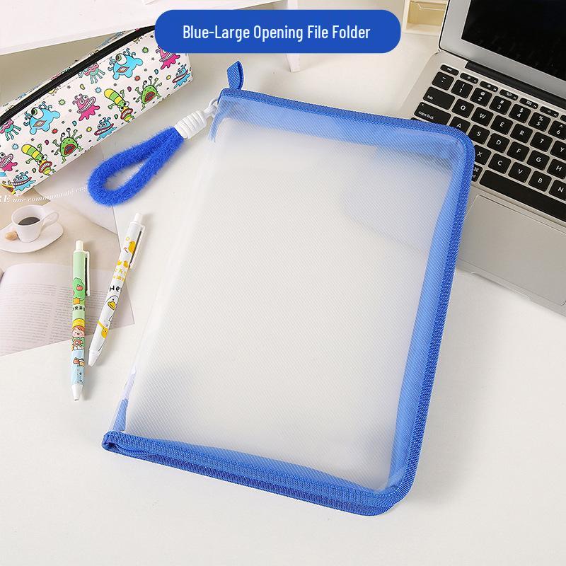 LOMI Transparent Zipper File Tote Bag with Handle for Students