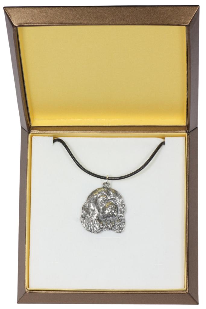 

Cavalier King Charles Spaniel - Dog necklace in gift box, silver-plated locket for dog fan, striking pendant by Art-Dog brand срібний