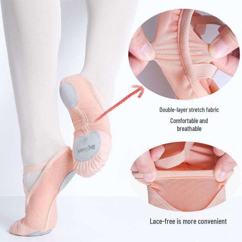 Women's Elastic Mesh Ballet & Yoga Dance Shoes - No Drawstring Cat Paw Design