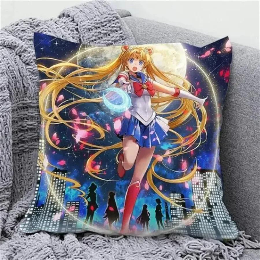 Anime Cartoon Sailor Moon Print Cushion Cover Sofa Home Decor Pillowcase