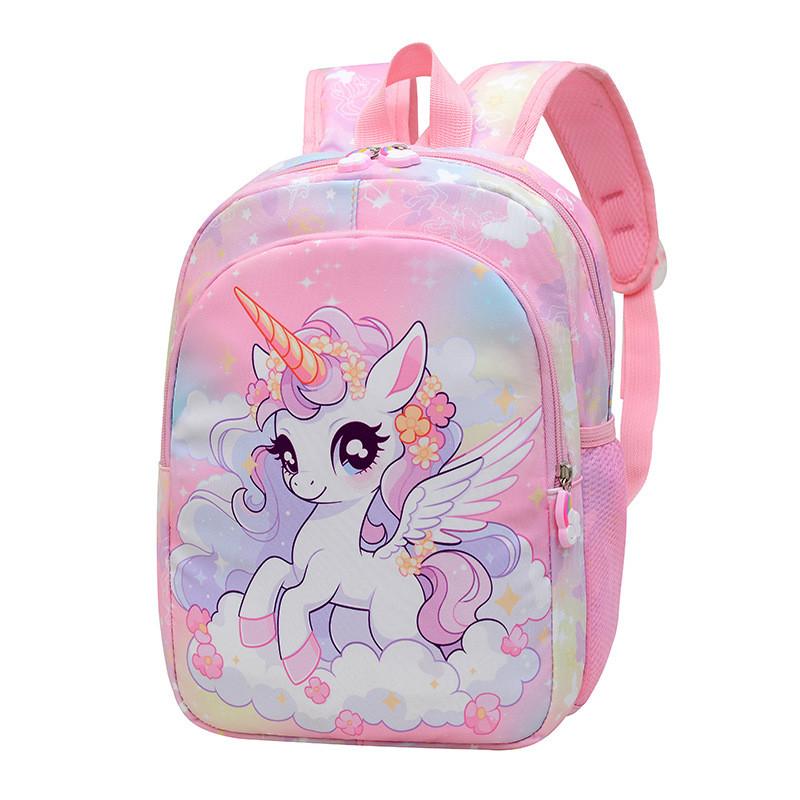 Large Capacity Childrens Backpack With Unicorn Print Design For Early School