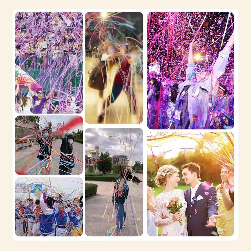 10 st Färgglada Handkastande Konfettipoppers Kastande Streamers Poppers Papperssmällare Magiskt Papper Band För Bröllop Födelsedagsfest