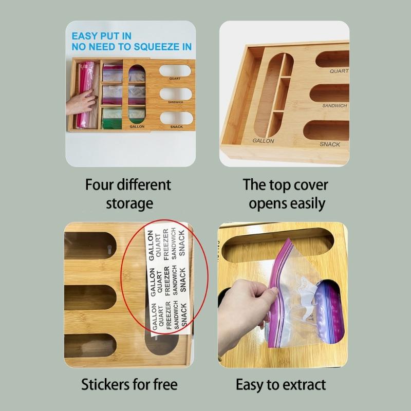 Bamboos Organizers With Multiple Compartments Dustproof Storage For Kitchen Countertop