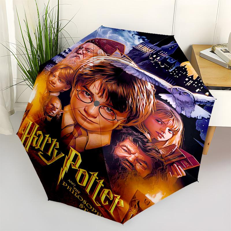 1pc Harry Potter Philosopher s Stone Umbrella with Plastic Handle,Suitable for All Seasons Travel Outdoor Multi-functional UmbrellaDCS215