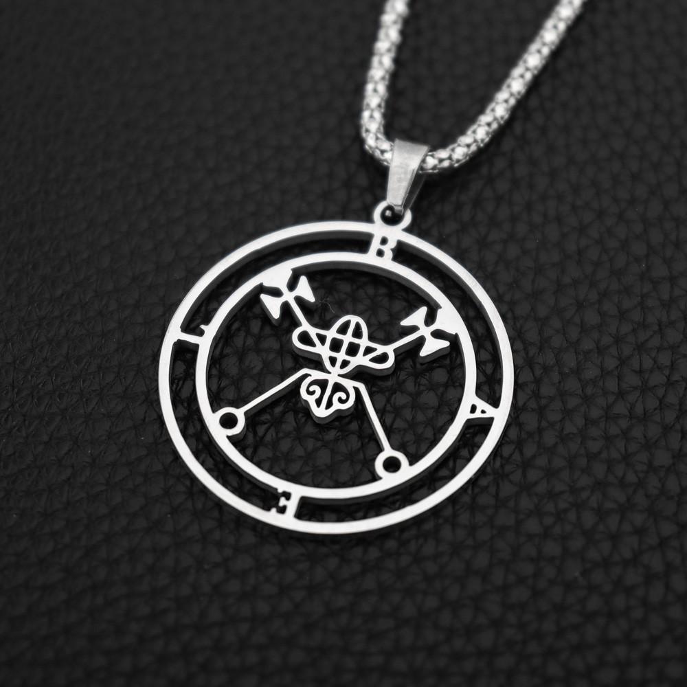 Men's Fashion Hip Hop Devil Buckle Sculpted Stainless Steel Pendant Necklace Personality Popular Holiday Gift Accessories