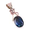 Natural Labradorite 925 Solid Sterling Silver Jewelry TwoTone Pendant 1.75" N8C89