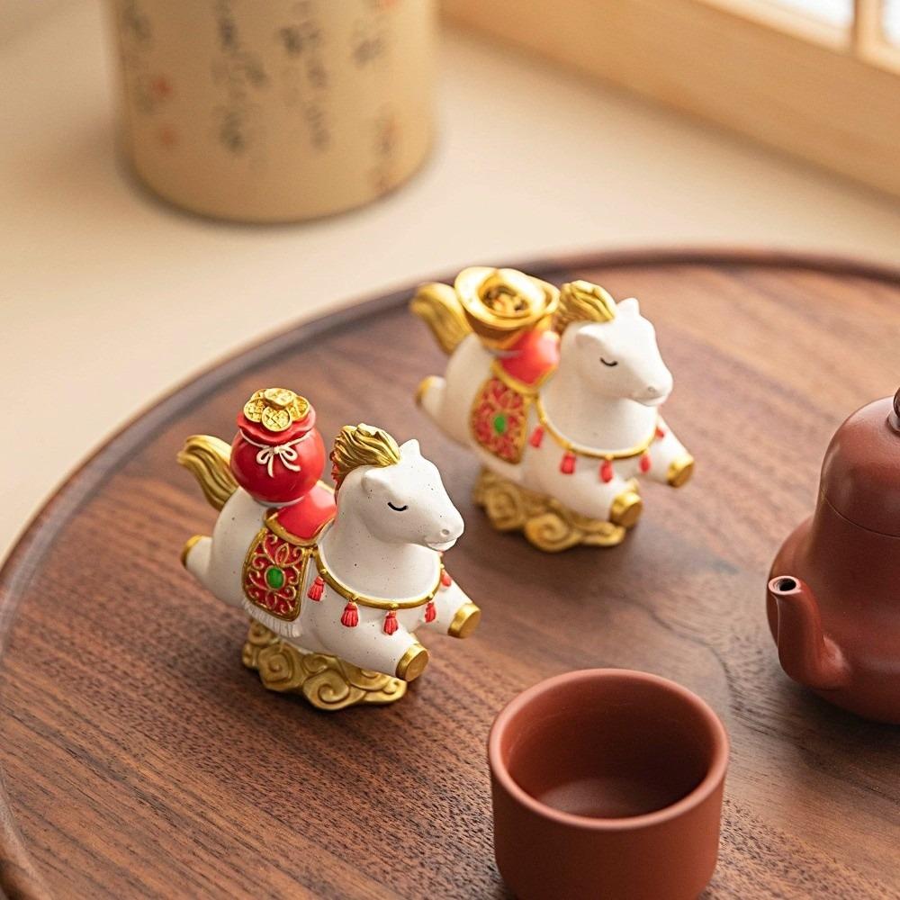 Desktop-Ornament Neujahrsmaskottchen Miniatur Chinesischer Stil Tierkreiszeichen-Ornamente Pferdefigur Bücherregal