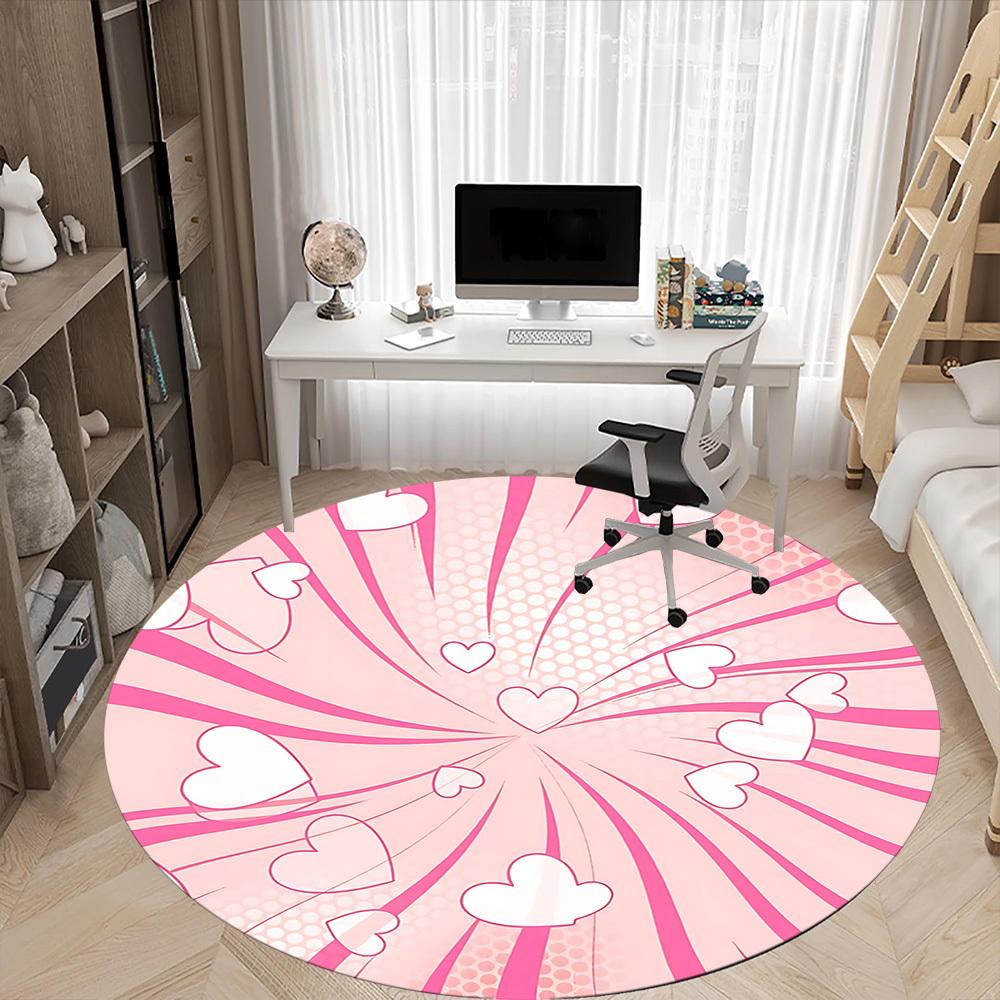 1pc Heartburst Pattern Office Round Rug, Carpet for Office, Gaming, Lightweight Round Floor Mat yy260208005