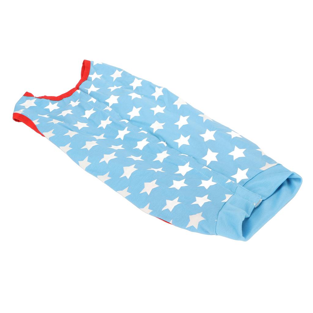 Dog Recovery Suit Blue Stars Pattern Prevents Licking Cotton Pet Surgical Bodysuit for Postoperative Recovery S