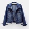 Vielseitige Damen-Schlankmachende Jeansjacke - Kurz, Langarm, Einfarbig für Frühling & Herbst