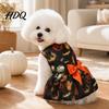 Pet Princess Skirt Funny Halloween Dog Dress Pumpkin Bat Spider Ghost Print Festive Costume for Photos Apparel Puppy with Bow Small Dogs Cats Soft