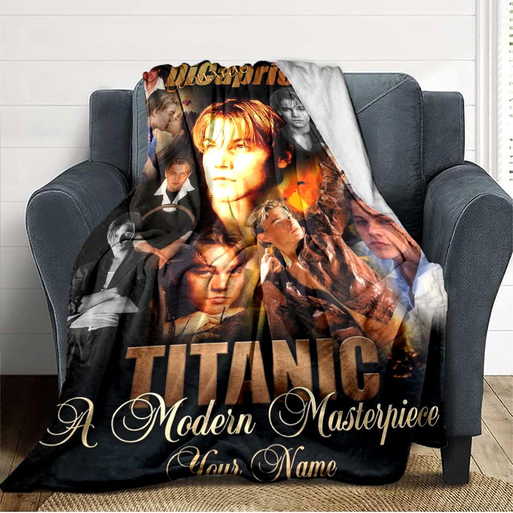 Name Custom Leonardo DiCaprio Print Flannel Blanket High Quality Warm Comfortable Cover for All Seasons Perfect for Gifts Home Decor