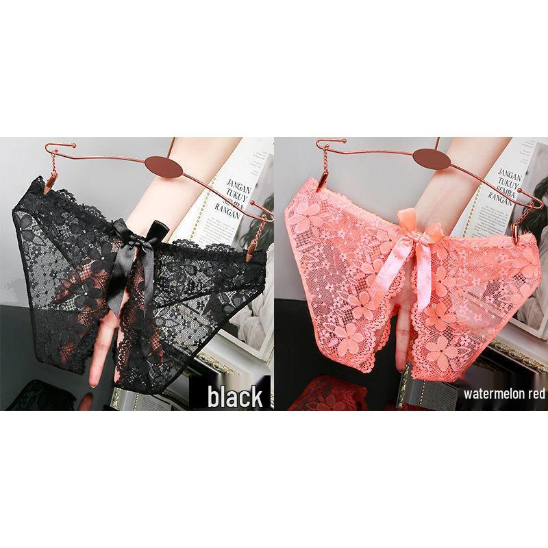 Lace Seamless Open Crotch Panties with Bow - Women's Sexy, Breathable, and Charming Design