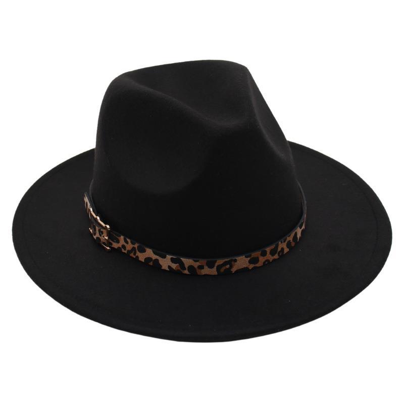 Pălărie melon temperament leopard cataramă curea de nișă pălărie jazz bărbați și femei tendință pălărie din pâslă performanță scenă pălărie din tweed