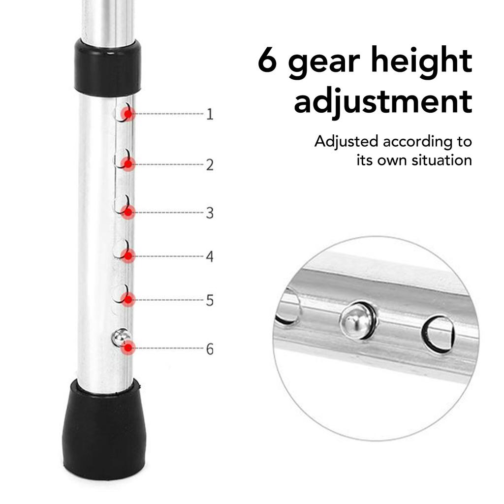 Elderly Folding Walker Height Adjust Stainless Steel Portable Recovery Senior Walker Silver Black