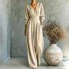 Damen V-Ausschnitt Farbe Taillenband Jumpsuit für einen eleganten Freizeit-Look
