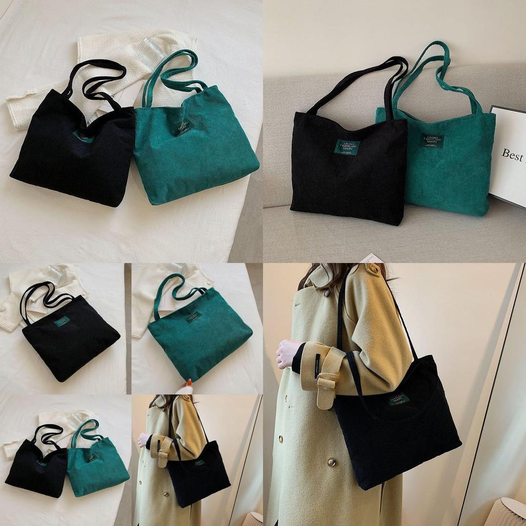 Stylish Corduroy Large Capacity Shoulder Bag For Women Perfect For School And Daily Use
