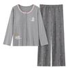 Women's Long-Sleeve, Long-Pant Pajama Onesie with Built-in Bra Pad, Round Neck, Wearable Outdoors, Cute for Home or Casual Wear