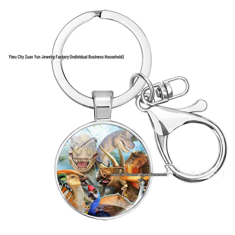 Dinosaur Keychain Pendant: T-Rex, Pterodactyl, Diplodocus, Spinosaurus with Metal Lobster Clasp - Popular European & American Design