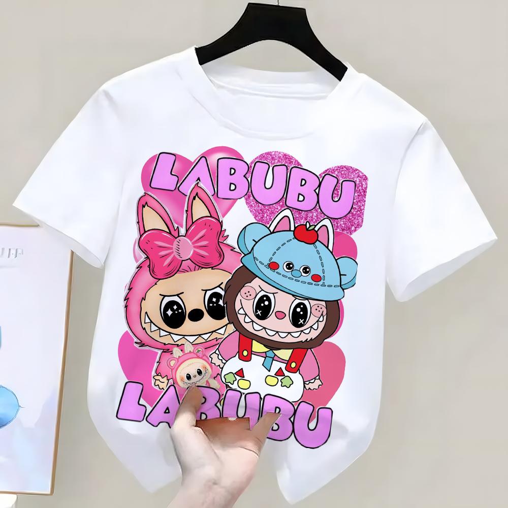 LABUBU 3D-trykk Tegneserie Anime Barn T-skjorte Sommer Kortarmet T-skjorte Jente Gutt Skjorte Casual Topper