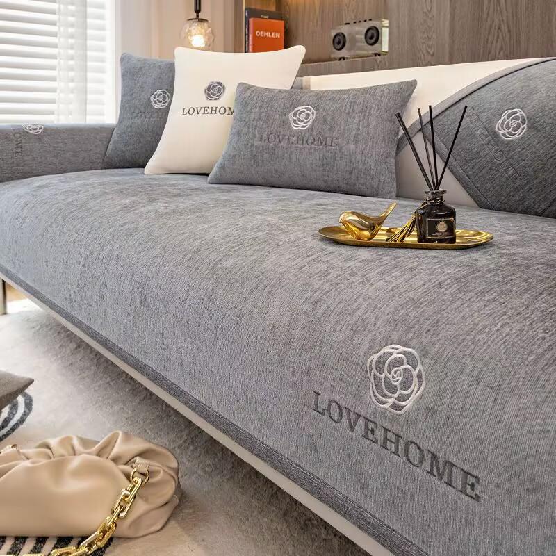 Thick Plush Sofa Covers 1/2/3/4 Seats Solid Couch Cover Long Shape Sofa Towel Protector Bench Mats Slip Covers