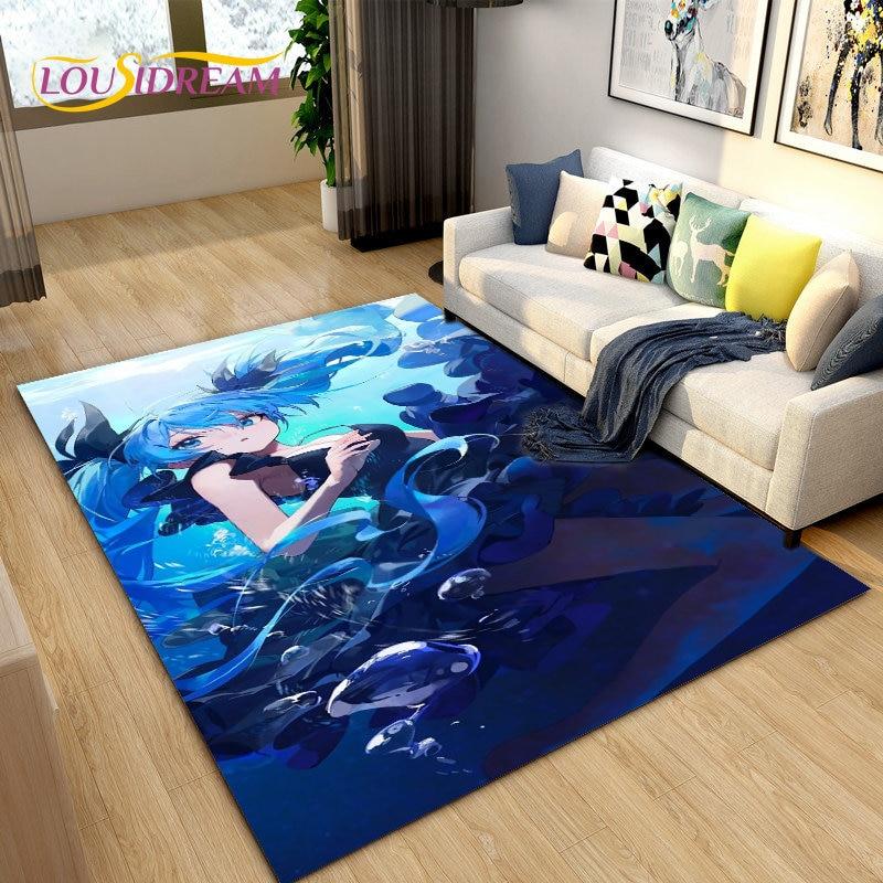 3D-Teppich mit japanischem Musik-Anime-Cartoon, Teppich für Wohnzimmer, Schlafzimmer, Sofa, Fußmatte, Dekoration, Kinder spielen, rutschfeste Bodenmatte