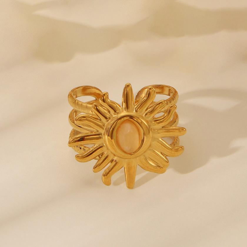 Inel deschis contemporan european și american din oțel inoxidabil placat cu aur de 18k pentru femei - Bijuterii versatile, elegante cu personalitate