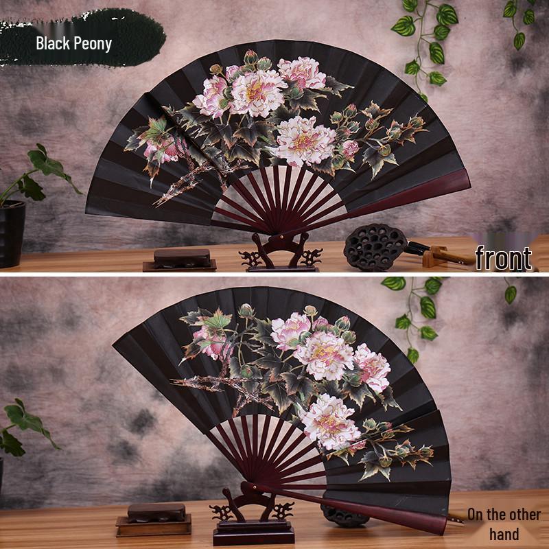 Men's Ancient Style Hanfu Bamboo Folding Fan - Silk Xuan Paper Summer Fan