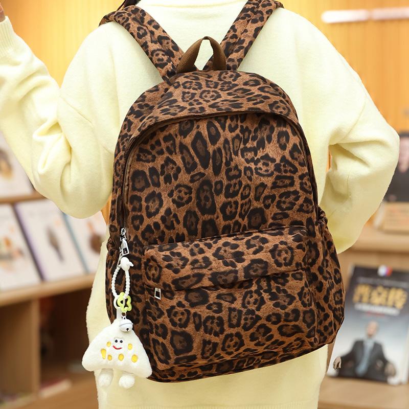 Schoolbag New Fashion Cute Ladies Leopard Print Backpack Large Capacity Student Commuter Backpack Casual Versatile Backpack Batch