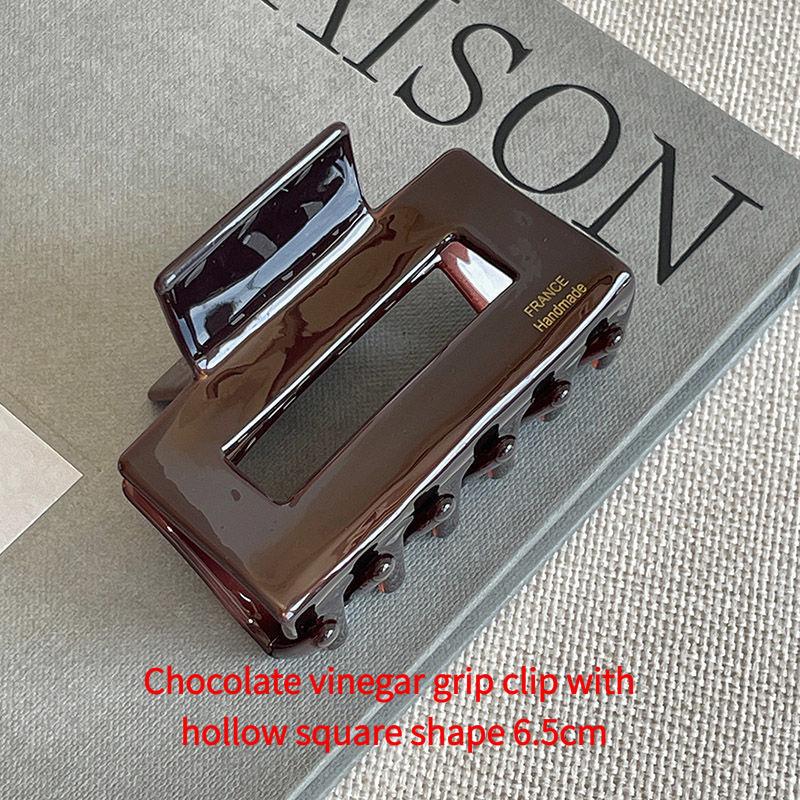 Chocolate Acetate Shark Hair Claw Elegant Women High Grade Back Head Hair Clip Fashion Luxury Solid Color Hair Grab Daily Hair Accessories