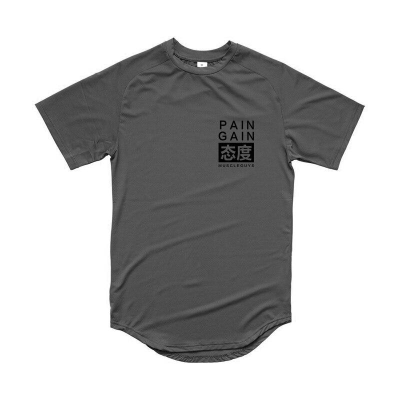 Muscleguys Fashion Casual Sports T-shirt Men's Summer Fitness Short-sleeved Mesh Breathable Street wear Slim Fit