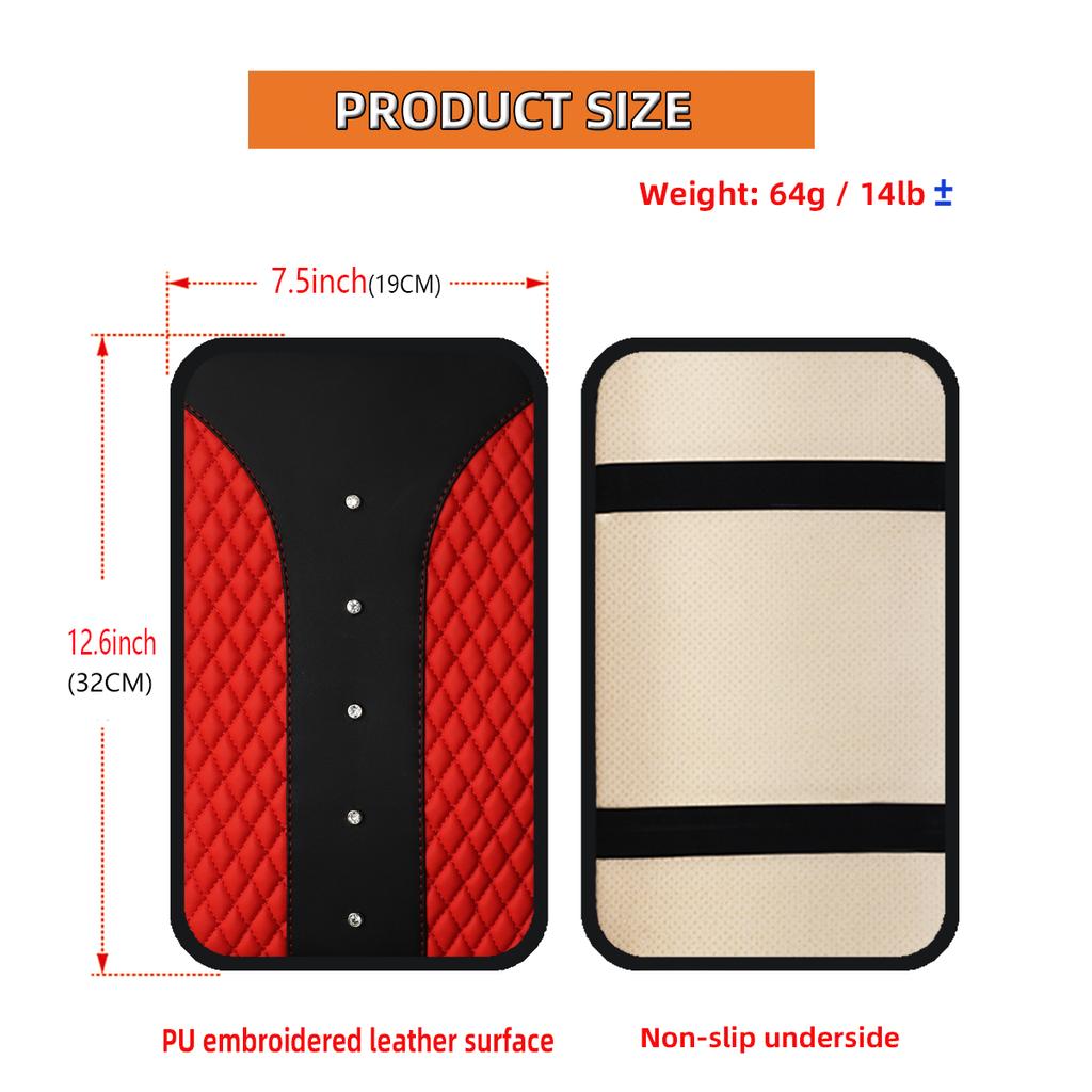 1 Car Armrest Cushion with Artificial Diamond Blingbling Artificial Sheepskin Embroidery Waterproof Comfort Auto Control Cushion