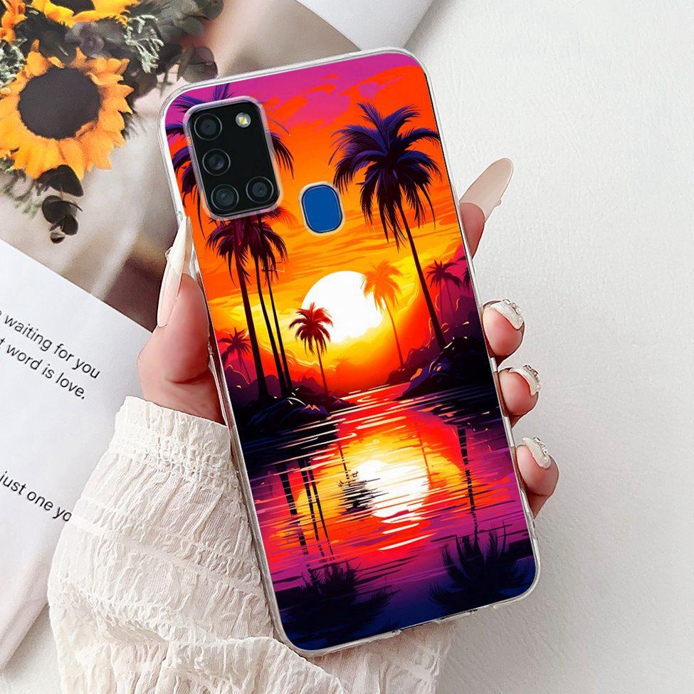 For Samsung A21s Case Cover Clear Fashion Luxury Cute Painted Back Cover For Samsung Galaxy A21s Phone Case A217F A217M A217N