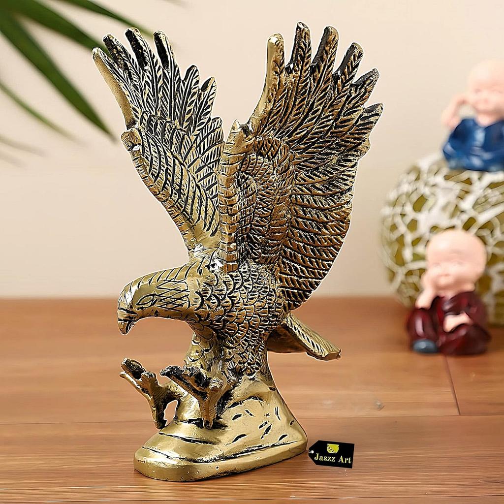 Pure Brass Flying Eagle Statue, Hawk Sculpture Decorative Handmade Garuda Idol