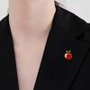 Brooch Pin for Women, Fruit Shape Lapel Pin with Rhinestones Bright Red Glaze And Emerald Leaves, Multi-Purpose Pin for Christmas Gifts Daily Wear