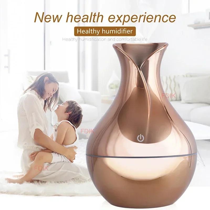 USB Aroma Oil Difuzér Dřevo Elektrický Zvlhčovač 130ml Ultrazvukový Zvlhčovač vzduchu Mini Aromaterapie LED Light Mist Maker for Home